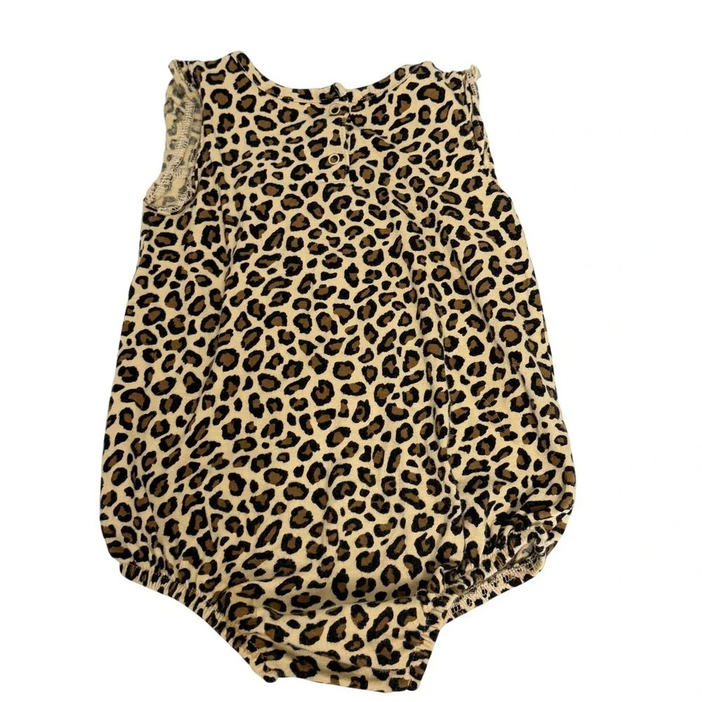 Old Navy Baby Girl Romper Lot 2pc 6-12M Leopard Cherry‎ Graphic Cream Sleeveless